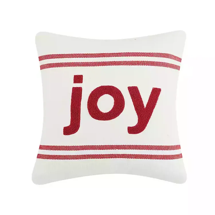 New Joy Double Stripe Christmas Throw Pillow Pillows