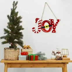 Clearance Joy Santa Hat and Belt Wall Plaque Christmas Art & Wall Decor