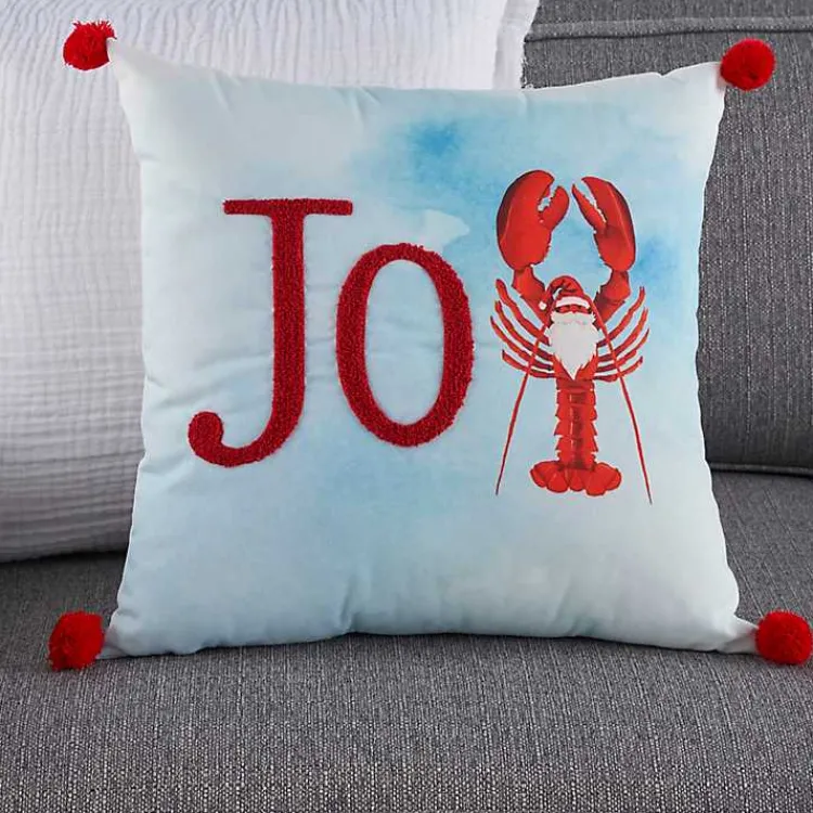New Joy Santa Lobster Pom Pom Pillow Christmas Pillows