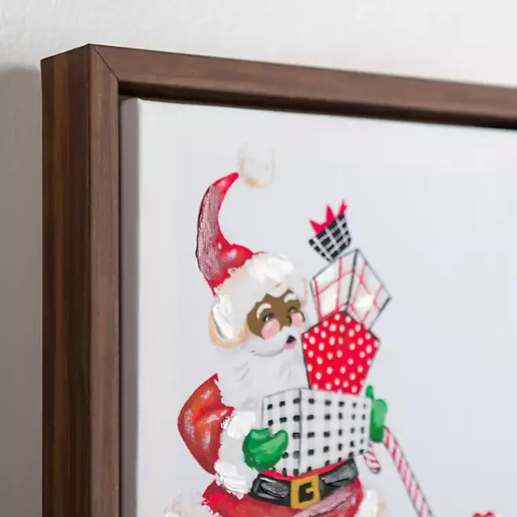 Clearance Joyful Santa with Presents Framed Canvas Art Print Christmas Art & Wall Decor