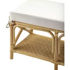 Kirklands Home Benches & Ottomans|Kaili Natural Rat Cushioned Bench Tan