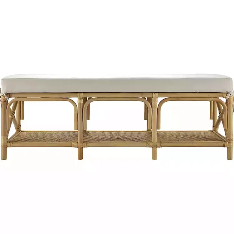 Kirklands Home Benches & Ottomans|Kaili Natural Rat Cushioned Bench Tan