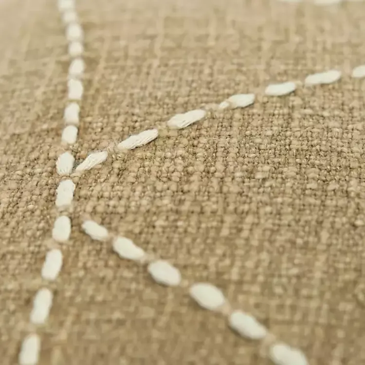 Outlet Kantha Khaki Handstitched Throw Pillow Pillows