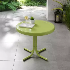 Kirklands Home Outdoor Tables|Key Lime Retro Metal Outdoor Side Table Green