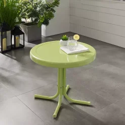 Kirklands Home Outdoor Tables|Key Lime Retro Metal Outdoor Side Table Green