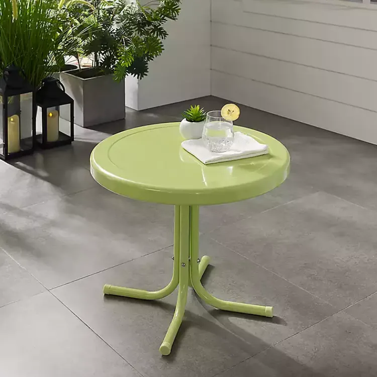 Kirklands Home Outdoor Tables|Key Lime Retro Metal Outdoor Side Table Green