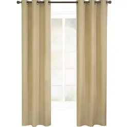 Kirklands Home Curtains & Drapes|Khaki Room Darkening Curtain Panel Set, 63 in. Tan