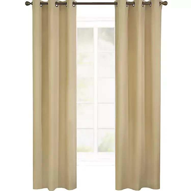 Kirklands Home Curtains & Drapes|Khaki Room Darkening Curtain Panel Set, 63 in. Tan