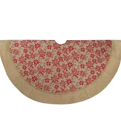 Hot Knit Burlap Poinsettia Tree Skirt Christmas Tree Skirts & Collars