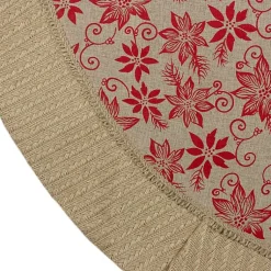 Hot Knit Burlap Poinsettia Tree Skirt Christmas Tree Skirts & Collars