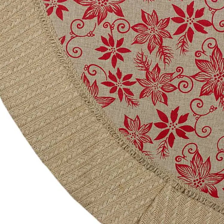 Hot Knit Burlap Poinsettia Tree Skirt Christmas Tree Skirts & Collars