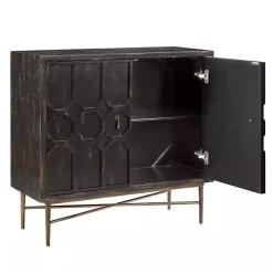 Kirklands Home Cabinets & Sideboards|Laini Distressed Modern Carved Cabinet Black