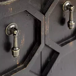 Kirklands Home Cabinets & Sideboards|Laini Distressed Modern Carved Cabinet Black