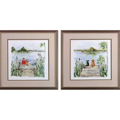Kirklands Home Framed Art|Lake Dock Framed Art Prints, Set of 2 Multi