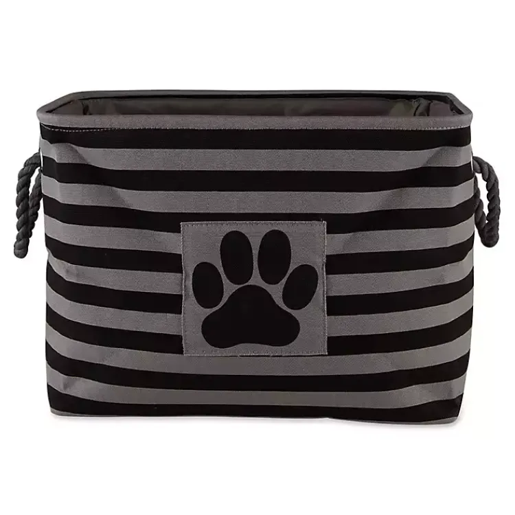 Online Large Black Paw Print Striped Pet Basket Baskets & Boxes
