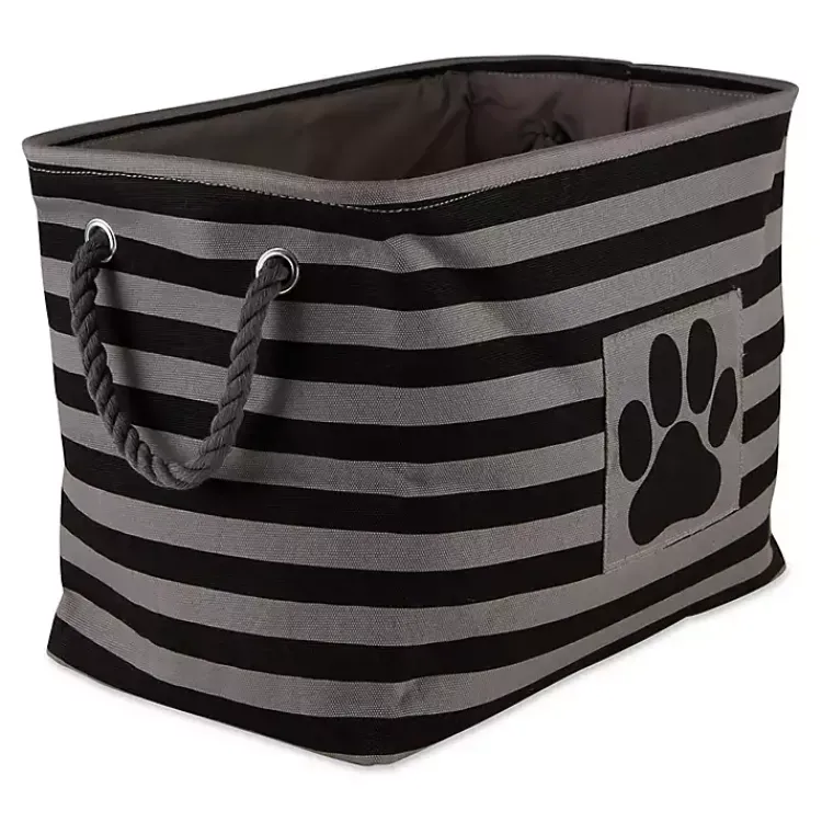 Online Large Black Paw Print Striped Pet Basket Baskets & Boxes