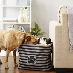 Online Large Black Paw Print Striped Pet Basket Baskets & Boxes