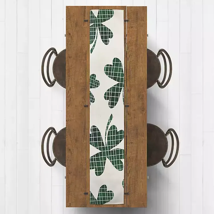 Large Plaid Clover Table Runner, 90 in. St Patricks Day Decorations