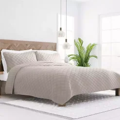 Kirklands Home Quilts|Latte Stitched Diamond 2-pc. Twin Quilt Set Tan