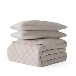Kirklands Home Quilts|Latte Stitched Diamond 3-pc. King Quilt Set Tan