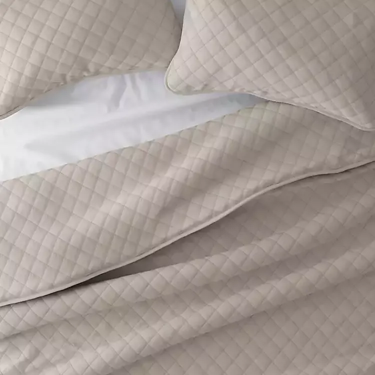 Kirklands Home Quilts|Latte Stitched Diamond 3-pc. King Quilt Set Tan