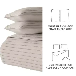 Kirklands Home Quilts|Latte Stitched Stripes 3-pc. King Quilt Set Tan