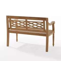 Kirklands Home Outdoor Seating|Lattice Teakwood Slatted Outdoor Bench Tan