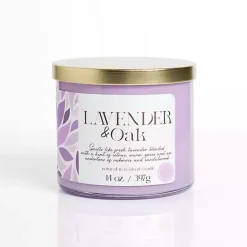 Lavender & Oak 14 oz. Gold Lid 3-Wick Jar Candle Candles