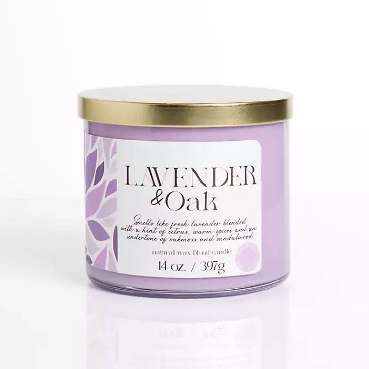 Lavender & Oak 14 oz. Gold Lid 3-Wick Jar Candle Candles