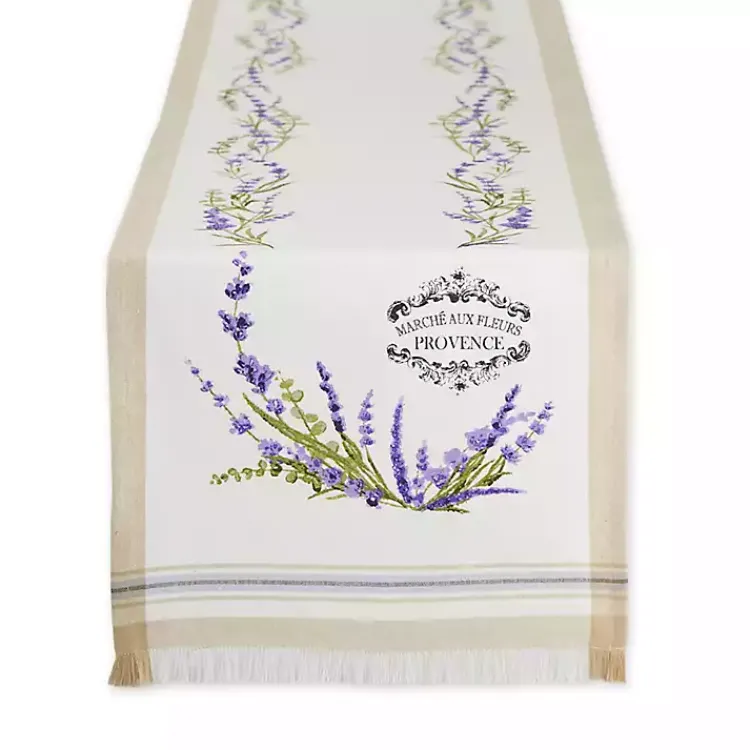 Kirklands Home Table Linens|Lavender Garland Cotton Table Runner