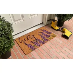 Kirklands Home Doormats|Lavender Hello Doormat