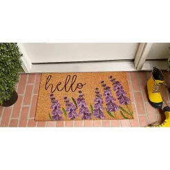 Kirklands Home Doormats|Lavender Hello Doormat
