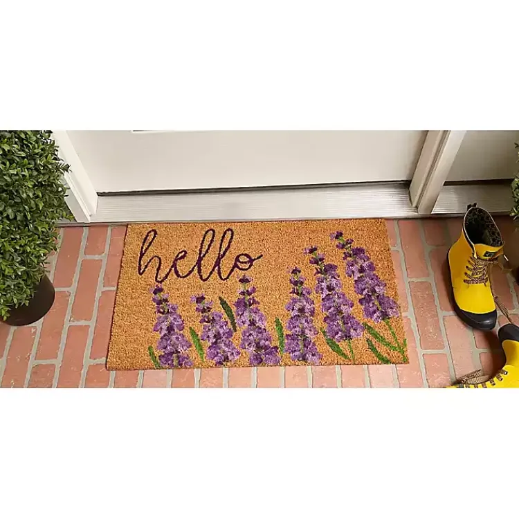 Kirklands Home Doormats|Lavender Hello Doormat