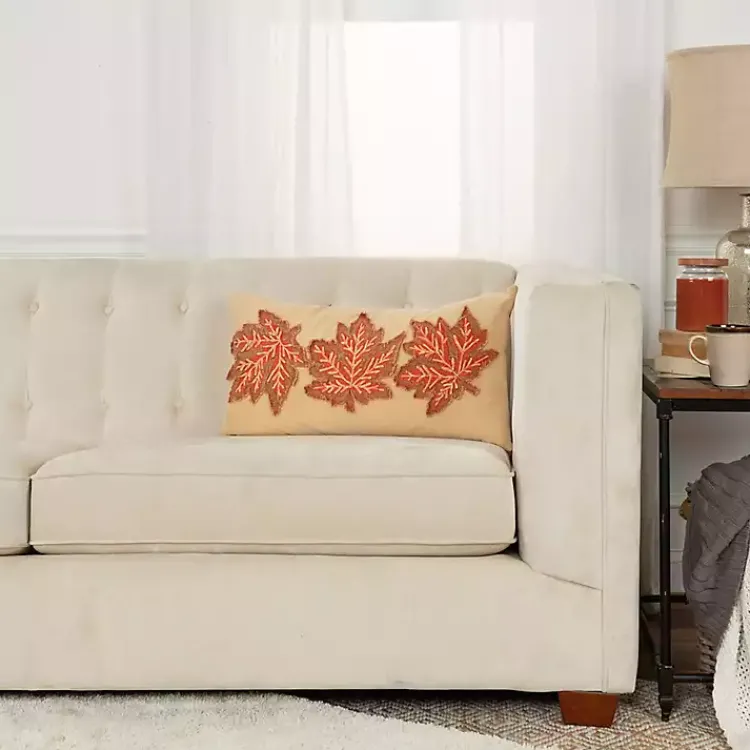 Sale Leaf Patterned Harvest Lumbar Pillow Fall