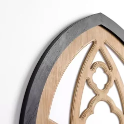 Kirklands Home Wall Plaques|Leah Black and Natural Wood Arched Wall Plaque