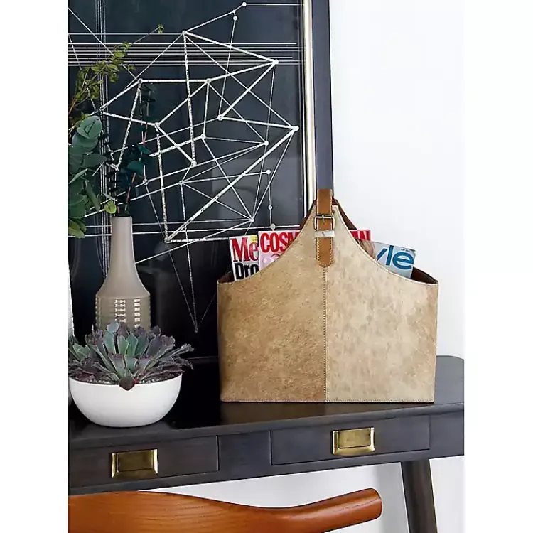 Discount Leather Hide Modern Magazine Rack Basket Baskets & Boxes