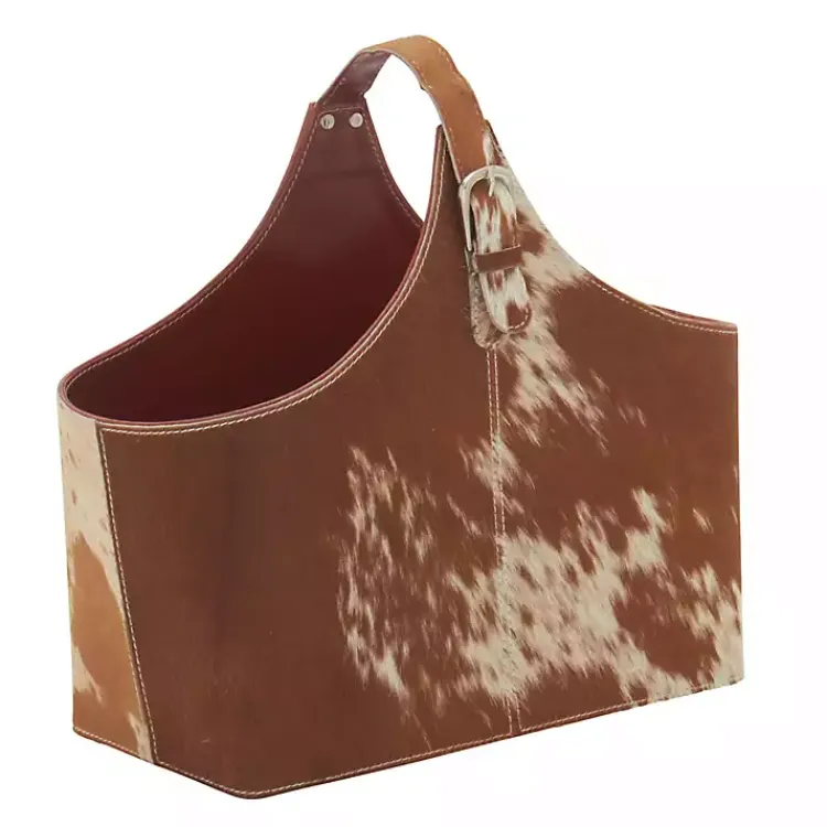 Discount Leather Hide Modern Magazine Rack Basket Baskets & Boxes