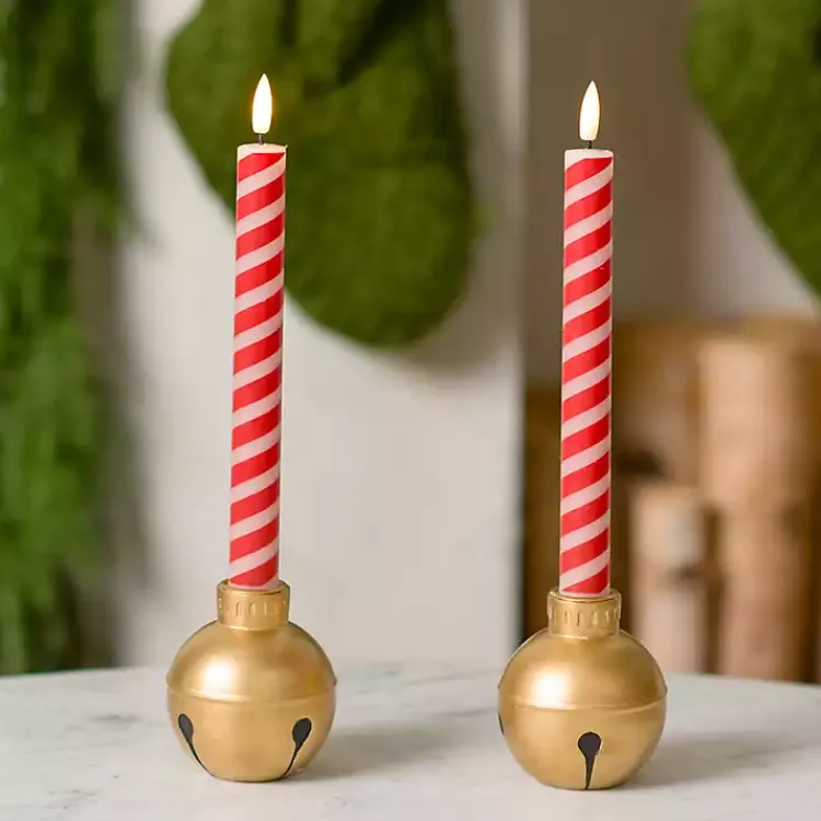 Online LED Candy Cane Taper Candles, Set of 2 Flameless Candles
