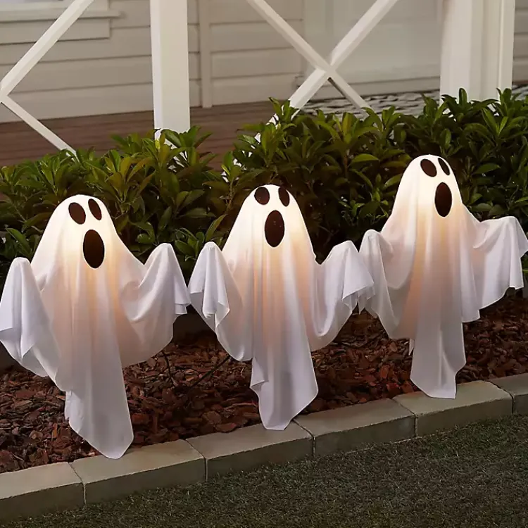 New LED Ghost Lawn Stakes, Set of 6 Halloween