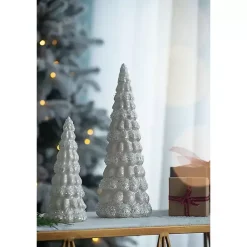 Outlet LED Glass Cone Snowy Trees, Set of 2 Christmas Decorations