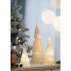 Outlet LED Glass Cone Snowy Trees, Set of 2 Christmas Decorations