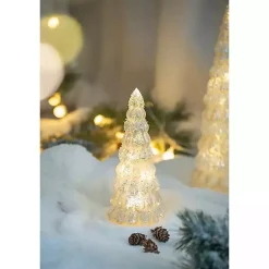 Outlet LED Glass Cone Snowy Trees, Set of 2 Christmas Decorations