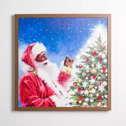 Outlet LED Merry Santa & Christmas Tree Canvas Art Print Christmas Art & Wall Decor