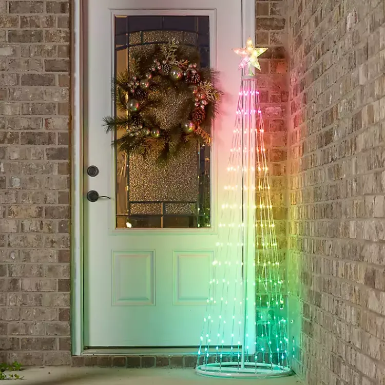 Outlet LED Multicolor Outdoor Christmas Tree, 70 in. Outdoor Christmas Decorations