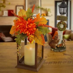Clearance LED Mums and Berries Harvest Lantern Fall