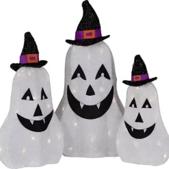Sale LED Outdoor Jack O Lantern Ghost Trio, Set of 3 Halloween