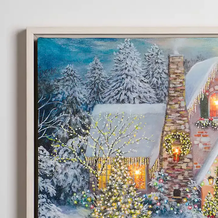 Online LED Snowy Christmas House Canvas Art Print Christmas Art & Wall Decor