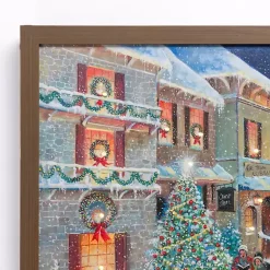 Discount LED Snowy Street Scene Framed Art Print Christmas Art & Wall Decor
