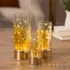 LED Twinkle Light Glass Hurricanes, Set of 3 Lanterns