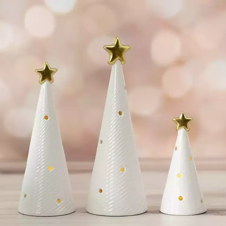 LED Ceramic Christmas Trees, Set of 3 Christmas Decorations